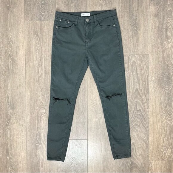 Asos Glamorous Ripped Knee Skinny Jeans Distressed Gray High Rise Waist - Picture 2 of 9